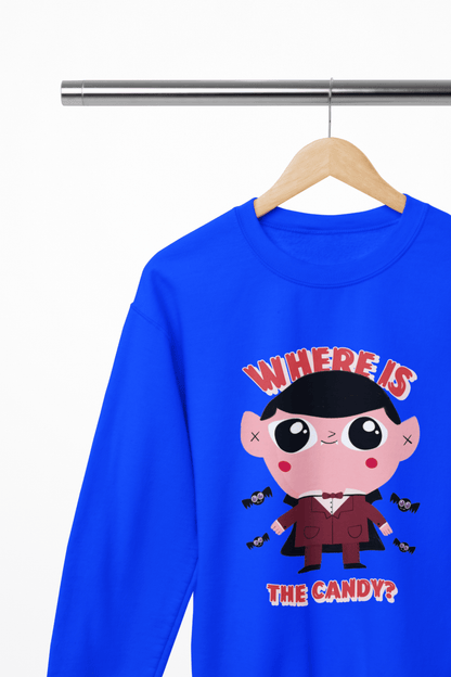 Kids Where Is the Candy? Halloween Sweatshirt | Funny Trick-or-Treat Jumper gift_idea unique_gift personalised_gift