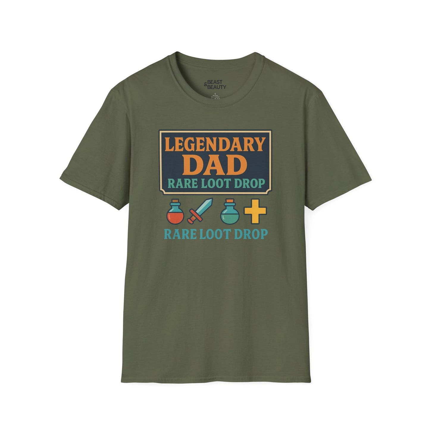 legendary dad loot drop t-shirt - funny gamer dad gift military green t-shirt uk Christmas gift idea