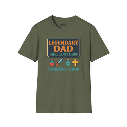 legendary dad loot drop t-shirt - funny gamer dad gift military green t-shirt uk Christmas gift idea