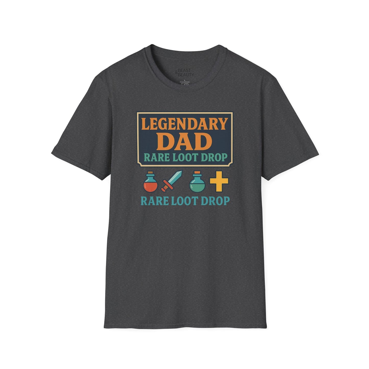legendary dad loot drop t-shirt - funny gamer dad gift dark heather t-shirt uk Christmas gift idea