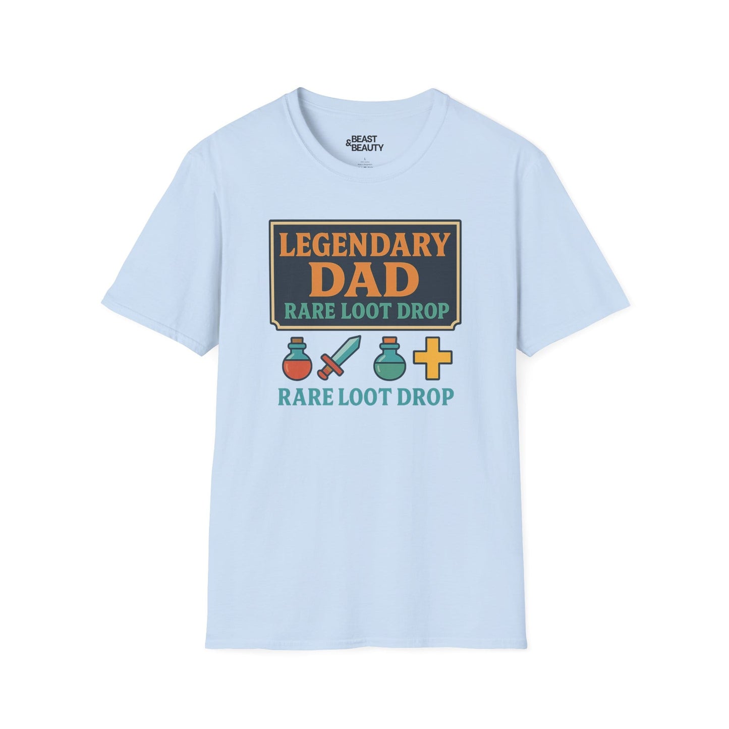 legendary dad loot drop t-shirt - funny gamer dad gift light blue t-shirt uk Christmas gift idea
