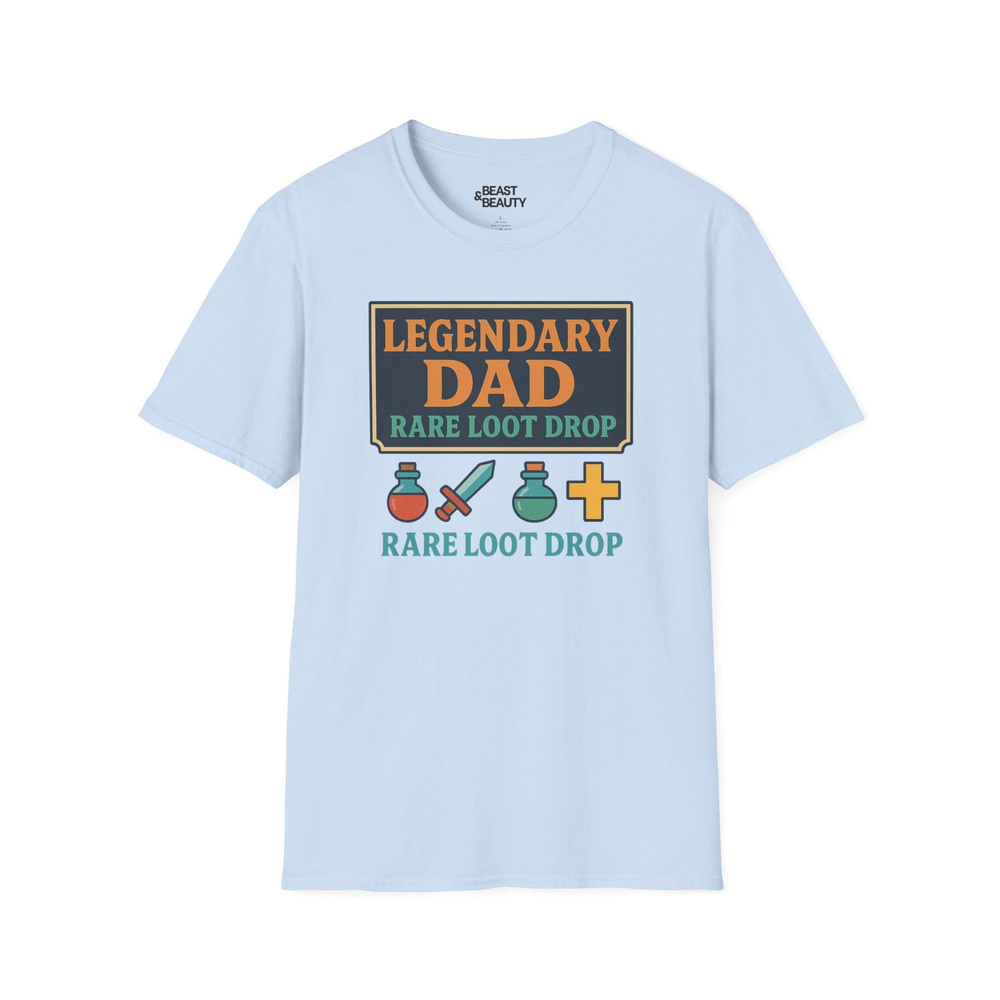 legendary dad loot drop t-shirt - funny gamer dad gift light blue t-shirt uk Christmas gift idea