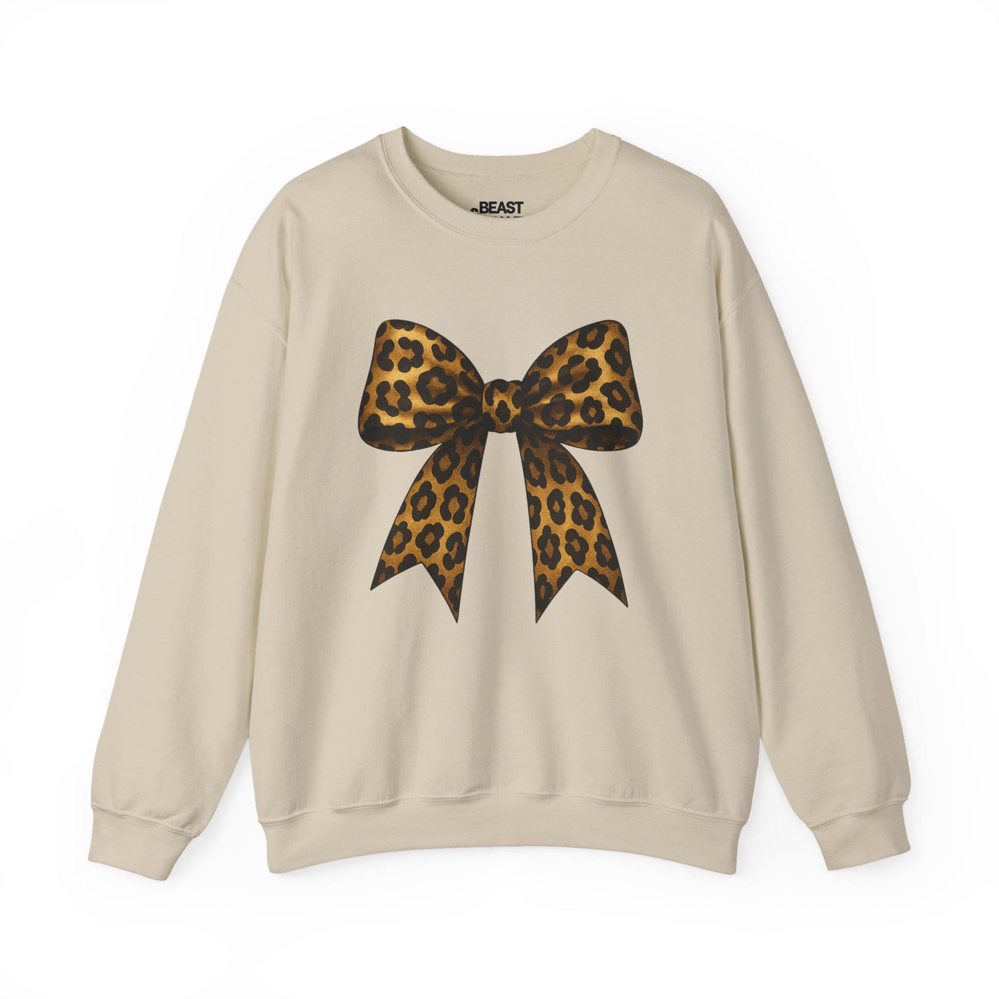 leopard bow sweatshirt sand sweatshirt uk coquette gift idea