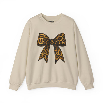 leopard bow sweatshirt sand sweatshirt uk coquette gift idea