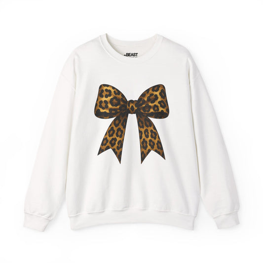leopard bow sweatshirt white sweatshirt uk coquette gift idea