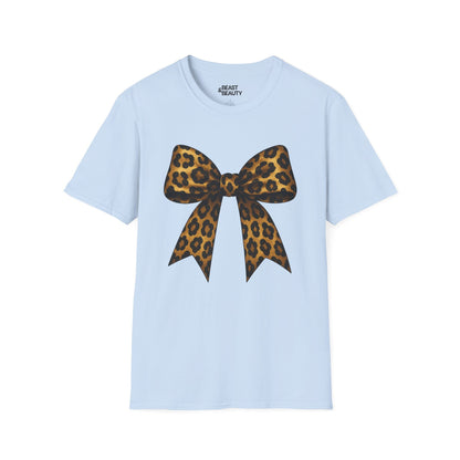leopard bow t-shirt light blue t-shirt uk coquette gift idea