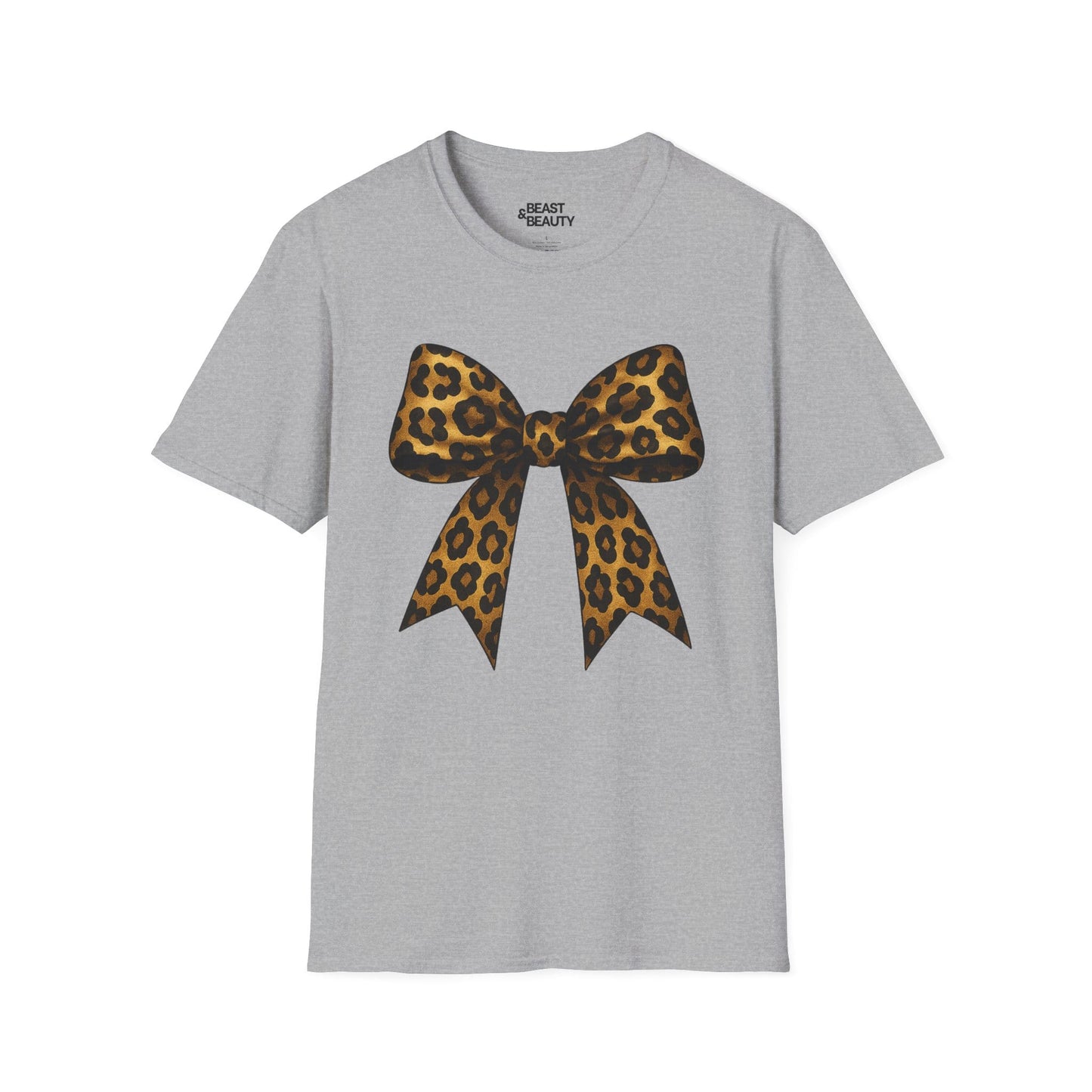 leopard bow t-shirt sport grey t-shirt uk coquette gift idea