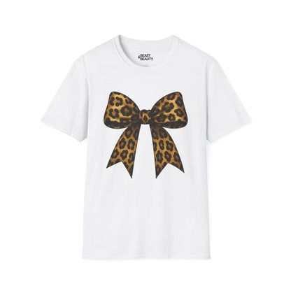 leopard bow t-shirt white t-shirt uk coquette gift idea