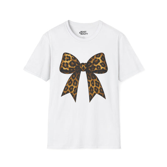 leopard bow t-shirt white t-shirt uk coquette gift idea