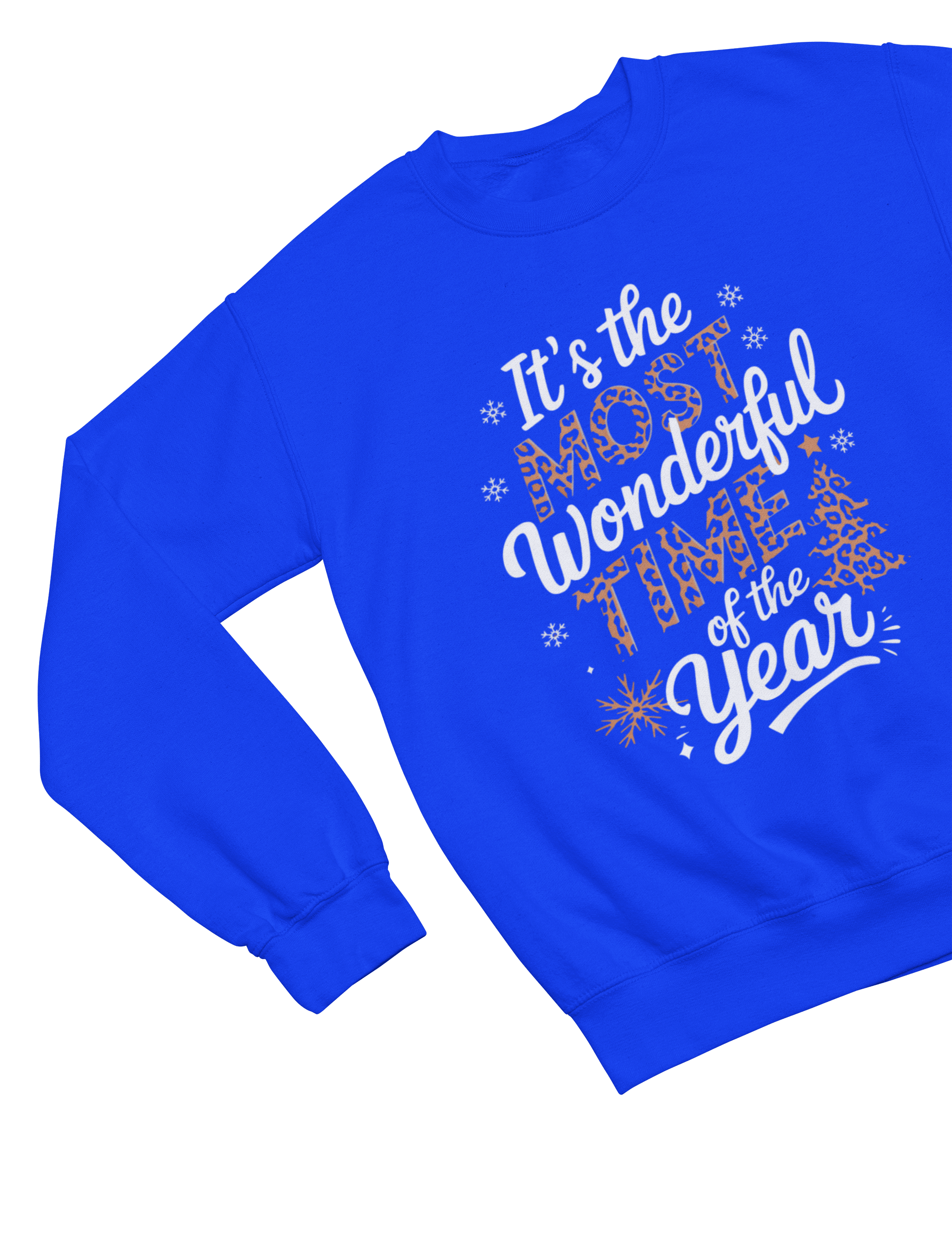 Beast and Beauty Sweatshirt / 3XL (Adult) / Blue Leopard Print Christmas Sweatshirt – Most Wonderful Time Jumper