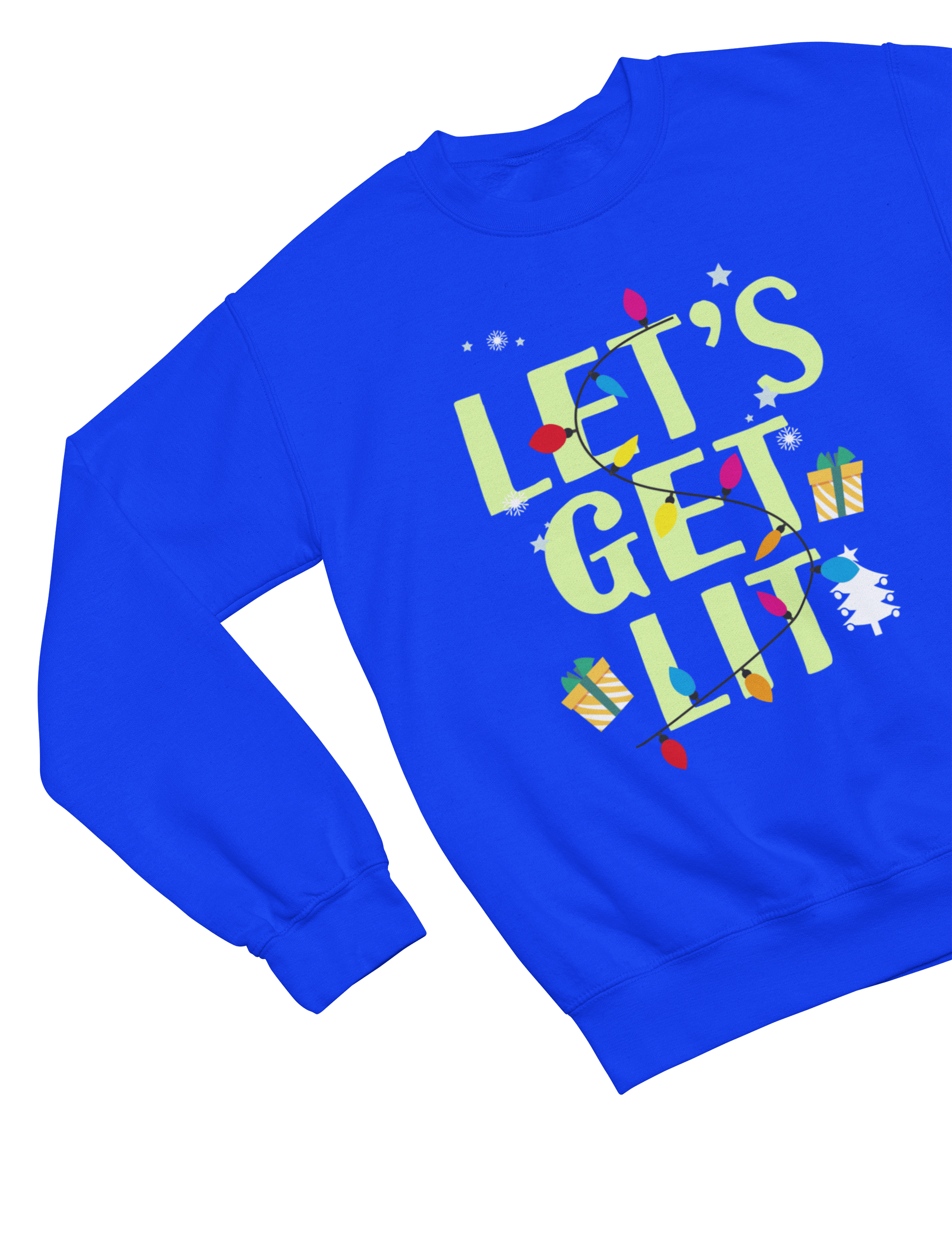 Beast and Beauty Sweatshirt / 3XL (Adult) / Blue Let’s Get Lit Christmas Sweatshirt – Funny Holiday Lights Jumper