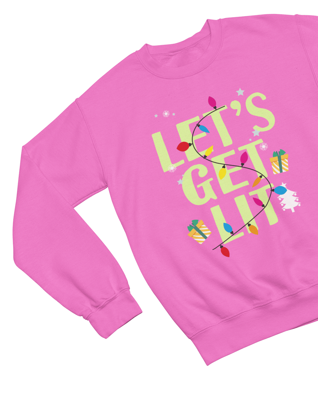 Beast and Beauty Sweatshirt / 3XL (Adult) / Pink Let’s Get Lit Christmas Sweatshirt – Funny Holiday Lights Jumper