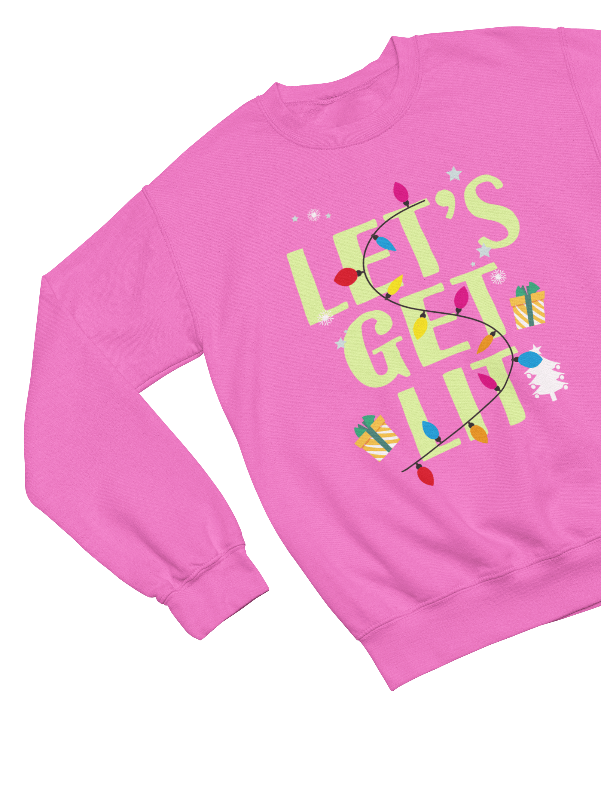 Beast and Beauty Sweatshirt / 3XL (Adult) / Pink Let’s Get Lit Christmas Sweatshirt – Funny Holiday Lights Jumper