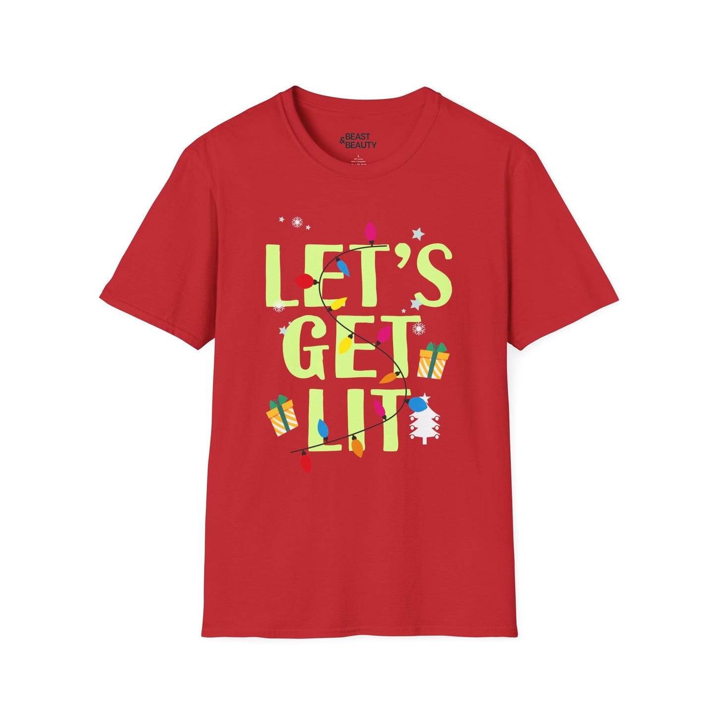 let s get lit christmas t-shirt red t-shirt uk Christmas gift idea