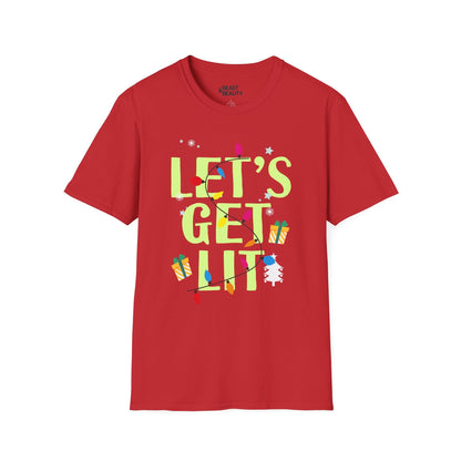let s get lit christmas t-shirt red t-shirt uk Christmas gift idea