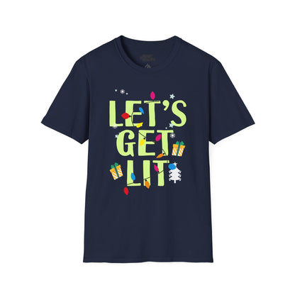 let s get lit christmas t-shirt navy t-shirt uk Christmas gift idea