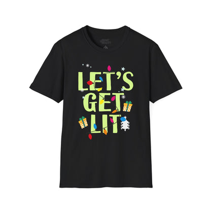 let s get lit christmas t-shirt black t-shirt uk Christmas gift idea