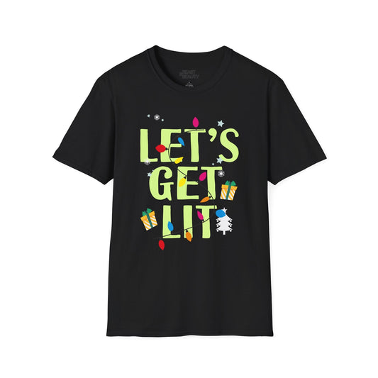 let s get lit christmas t-shirt black t-shirt uk Christmas gift idea
