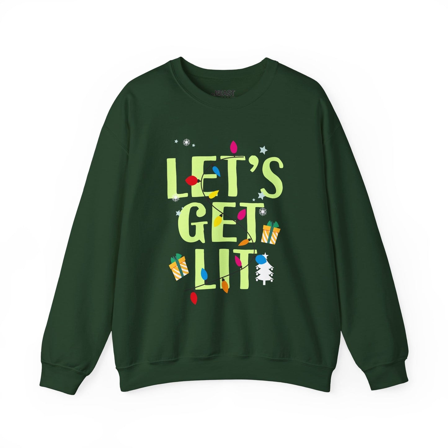let s get lit funny christmas lights sweatshirt forest green sweatshirt uk Christmas gift idea