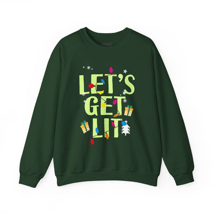 let s get lit funny christmas lights sweatshirt forest green sweatshirt uk Christmas gift idea