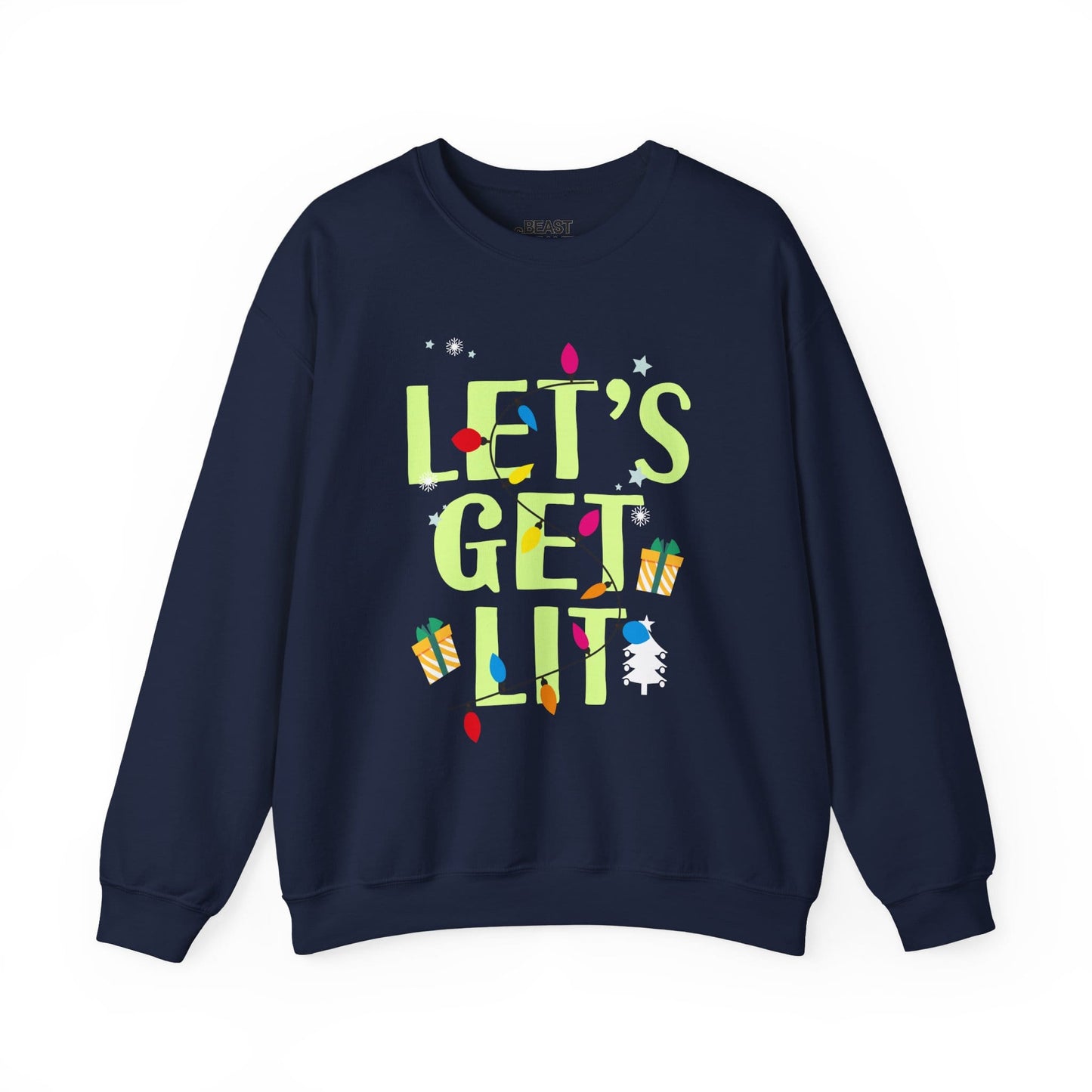 let s get lit funny christmas lights sweatshirt navy sweatshirt uk Christmas gift idea