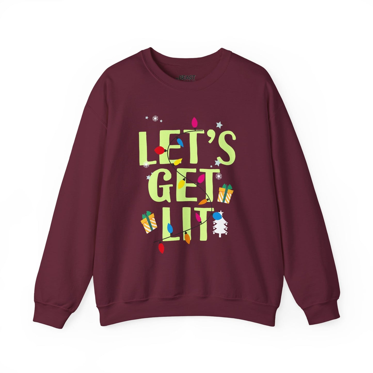 let s get lit funny christmas lights sweatshirt maroon sweatshirt uk Christmas gift idea