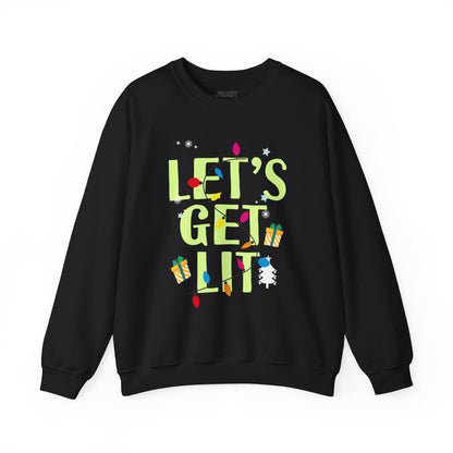 let s get lit funny christmas lights sweatshirt black sweatshirt uk Christmas gift idea