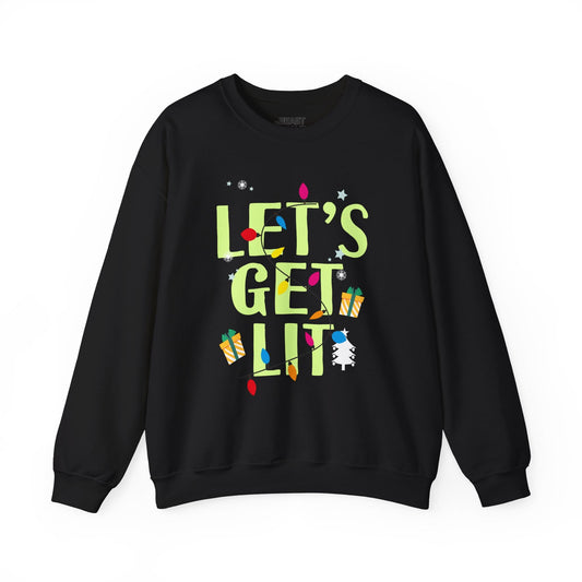 let s get lit funny christmas lights sweatshirt black sweatshirt uk Christmas gift idea