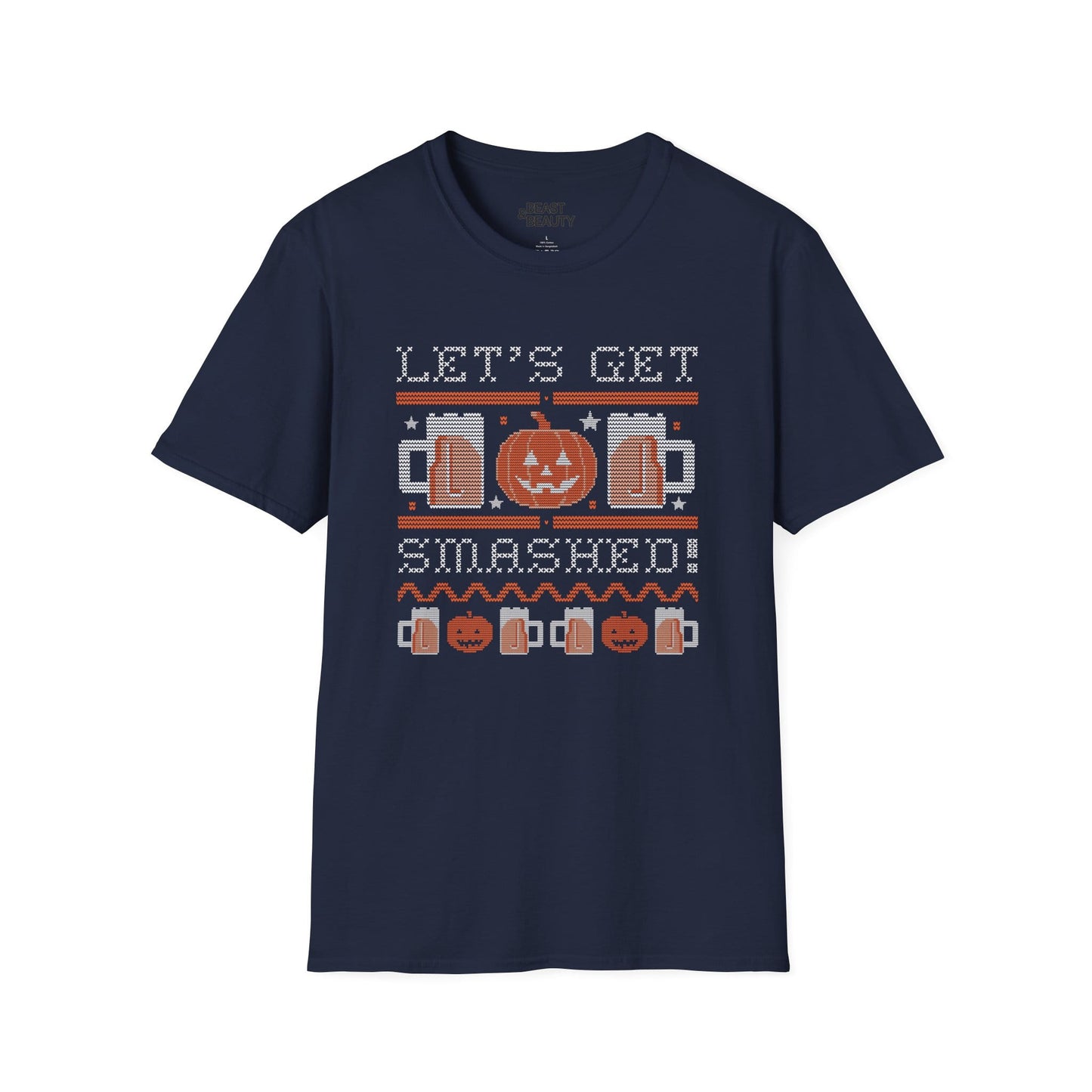 Let’s Get Smashed Funny Halloween Beer T-Shirt Navy / S gift_idea unique_gift personalised_gift