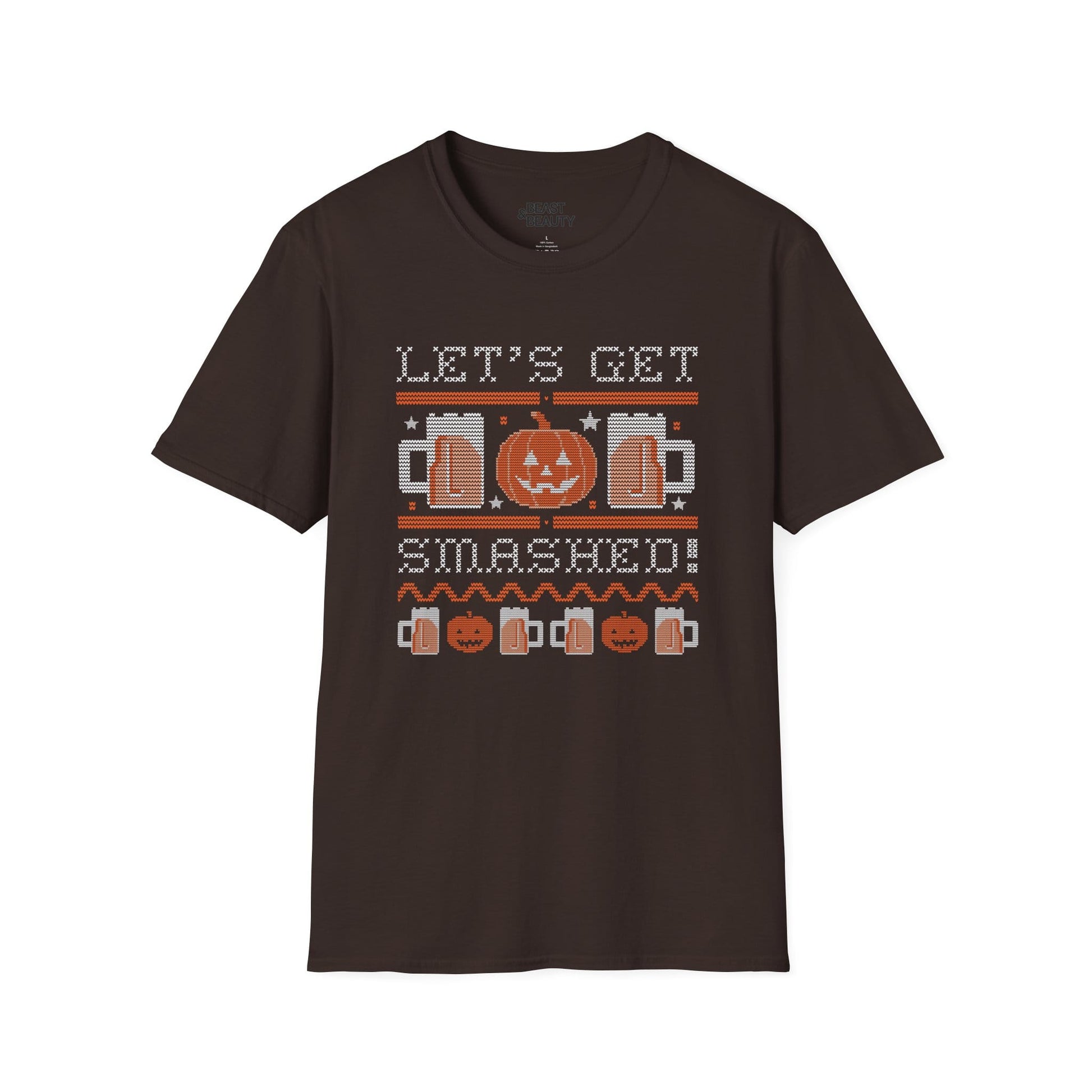 Let’s Get Smashed Funny Halloween Beer T-Shirt Dark Chocolate / S gift_idea unique_gift personalised_gift