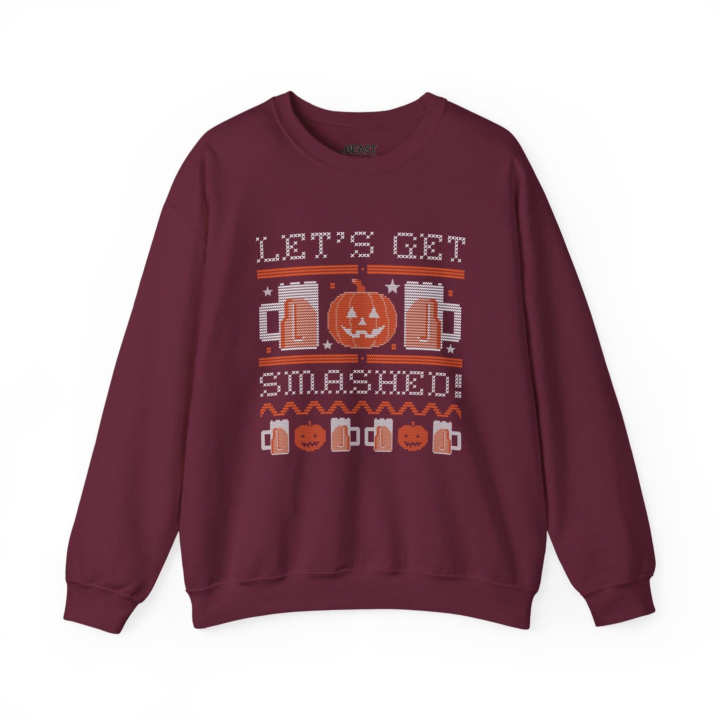 Let’s Get Smashed Funny Halloween Sweatshirt Maroon / S gift_idea unique_gift personalised_gift