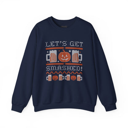 Let’s Get Smashed Funny Halloween Sweatshirt Navy / S gift_idea unique_gift personalised_gift