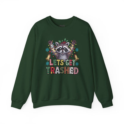 let s get trashed raccoon christmas sweatshirt forest green sweatshirt uk Christmas gift idea