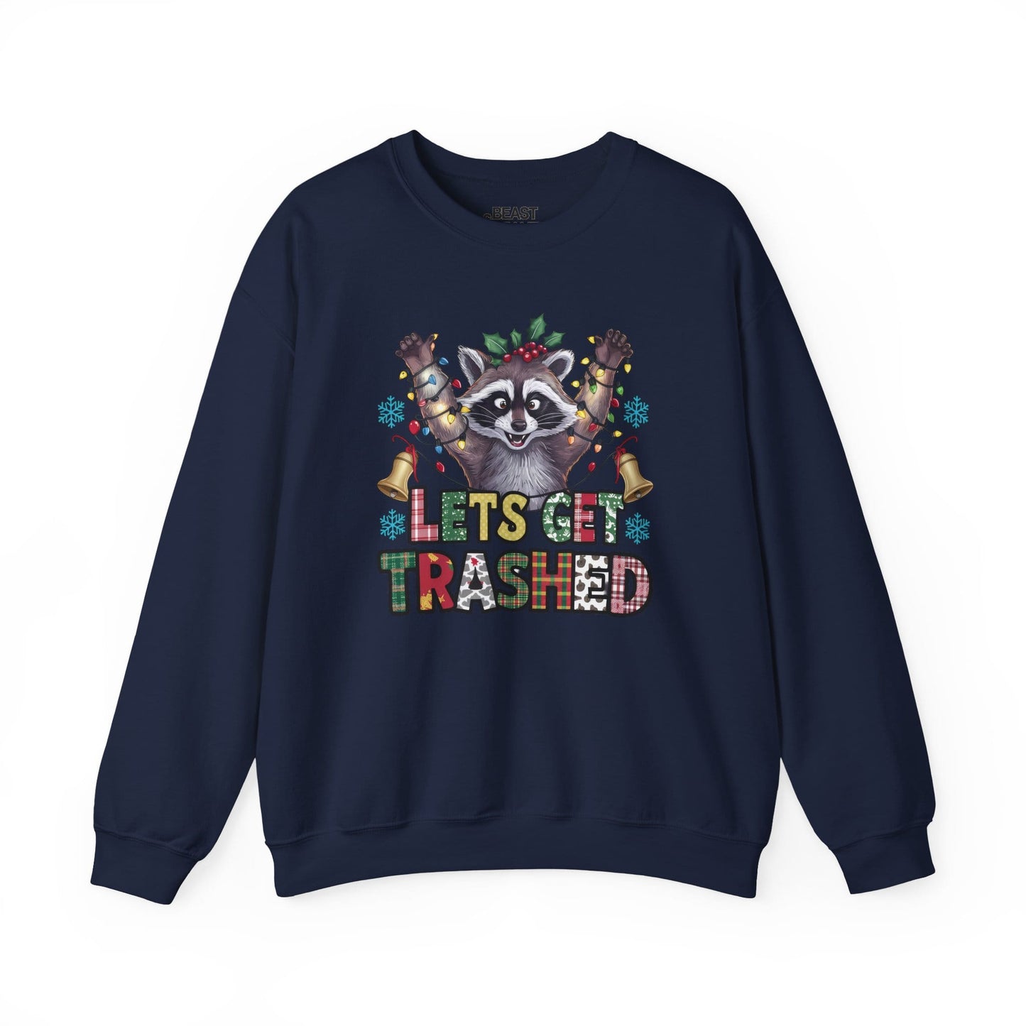 let s get trashed raccoon christmas sweatshirt navy sweatshirt uk Christmas gift idea