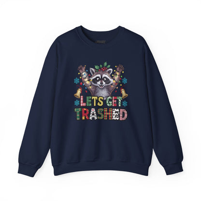 let s get trashed raccoon christmas sweatshirt navy sweatshirt uk Christmas gift idea