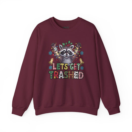 let s get trashed raccoon christmas sweatshirt maroon sweatshirt uk Christmas gift idea