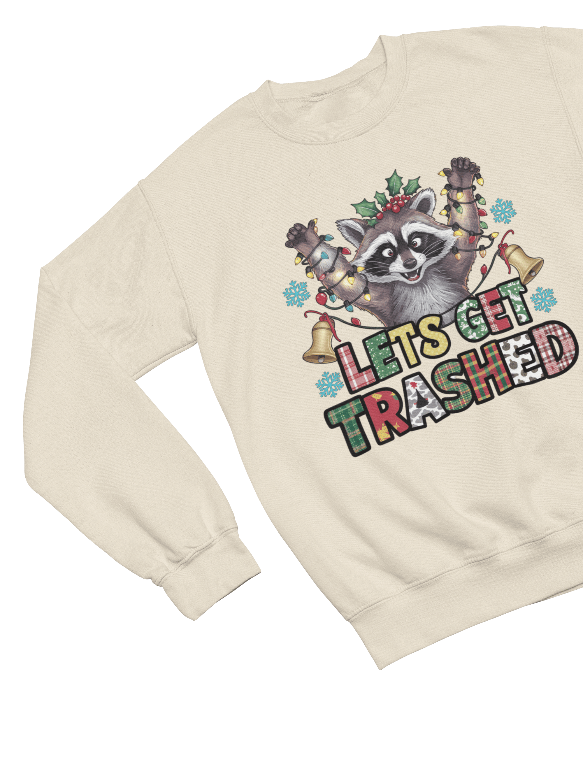 Beast and Beauty Sweatshirt / 3XL (Adult) / Beige Let’s Get Trashed Raccoon Christmas Sweatshirt – Funny Xmas Jumper