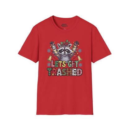 let s get trashed raccoon christmas t-shirt red t-shirt uk Christmas gift idea