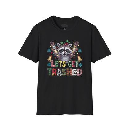 let s get trashed raccoon christmas t-shirt black t-shirt uk Christmas gift idea