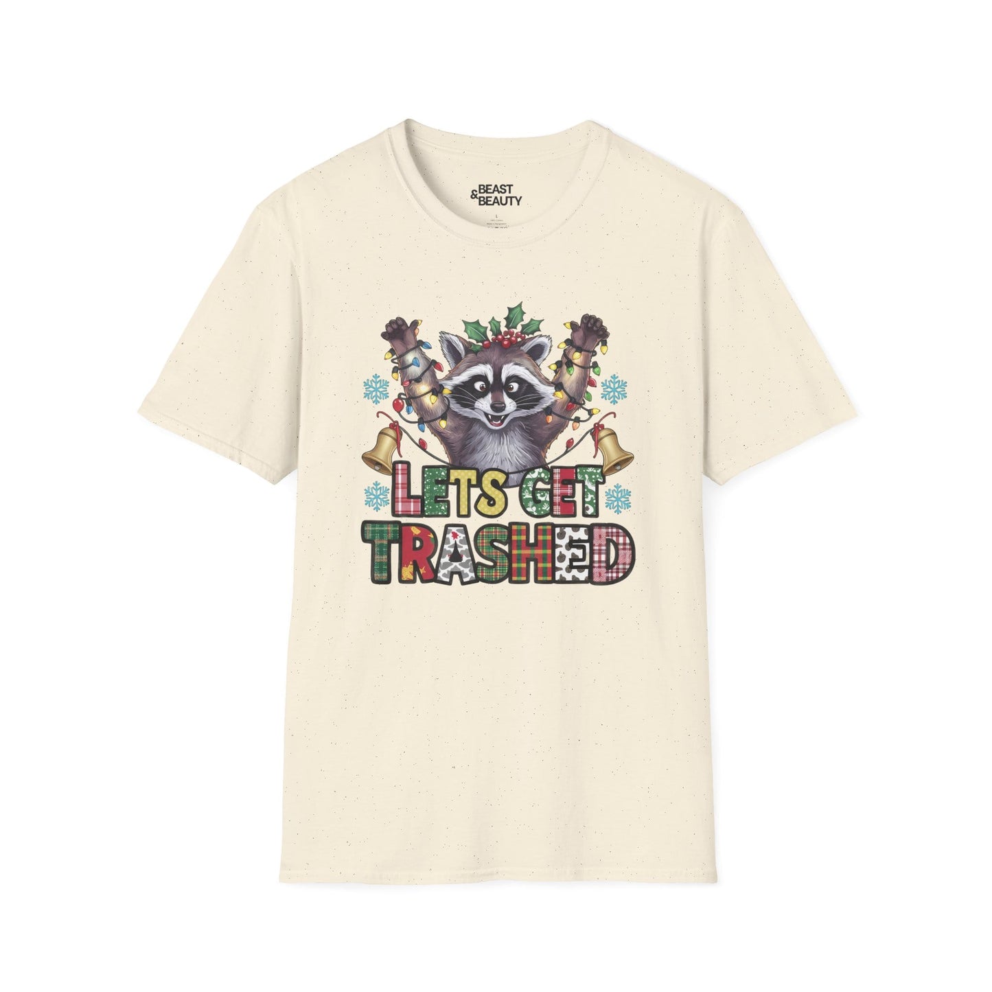 let s get trashed raccoon christmas t-shirt natural t-shirt uk Christmas gift idea