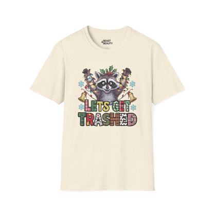 let s get trashed raccoon christmas t-shirt natural t-shirt uk Christmas gift idea