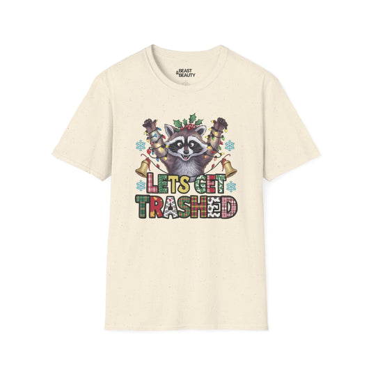 let s get trashed raccoon christmas t-shirt natural t-shirt uk Christmas gift idea