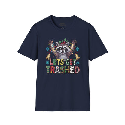 let s get trashed raccoon christmas t-shirt navy t-shirt uk Christmas gift idea