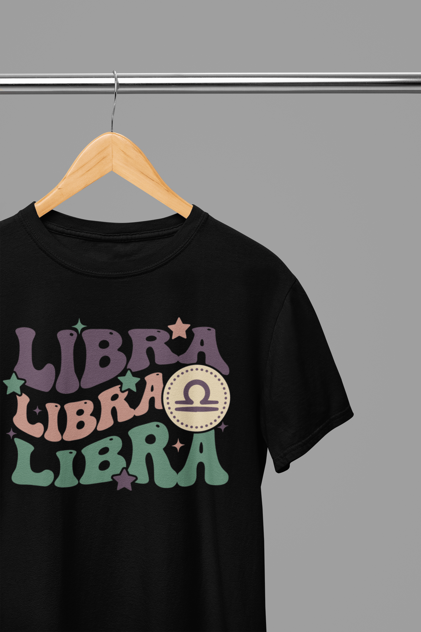 LIBRA Zodiac Fun Colour Font T-Shirt small / Black gift_idea unique_gift personalised_gift