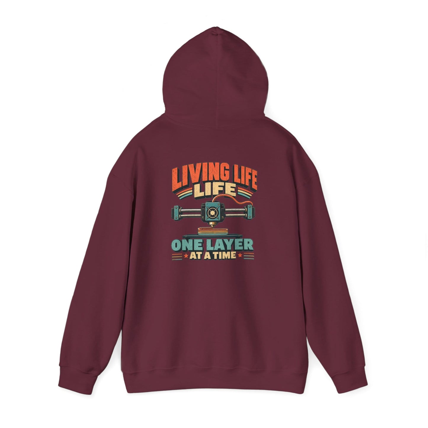 Living Life One Layer at a Time - Vintage 3D Printing Hoodie S / Maroon gift_idea unique_gift personalised_gift