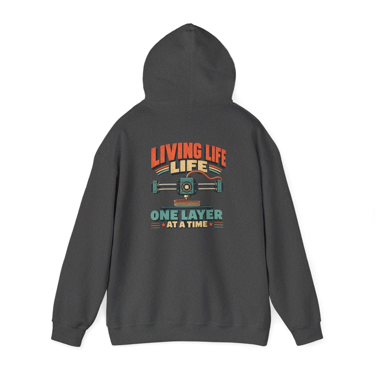 Living Life One Layer at a Time - Vintage 3D Printing Hoodie S / Dark Heather gift_idea unique_gift personalised_gift