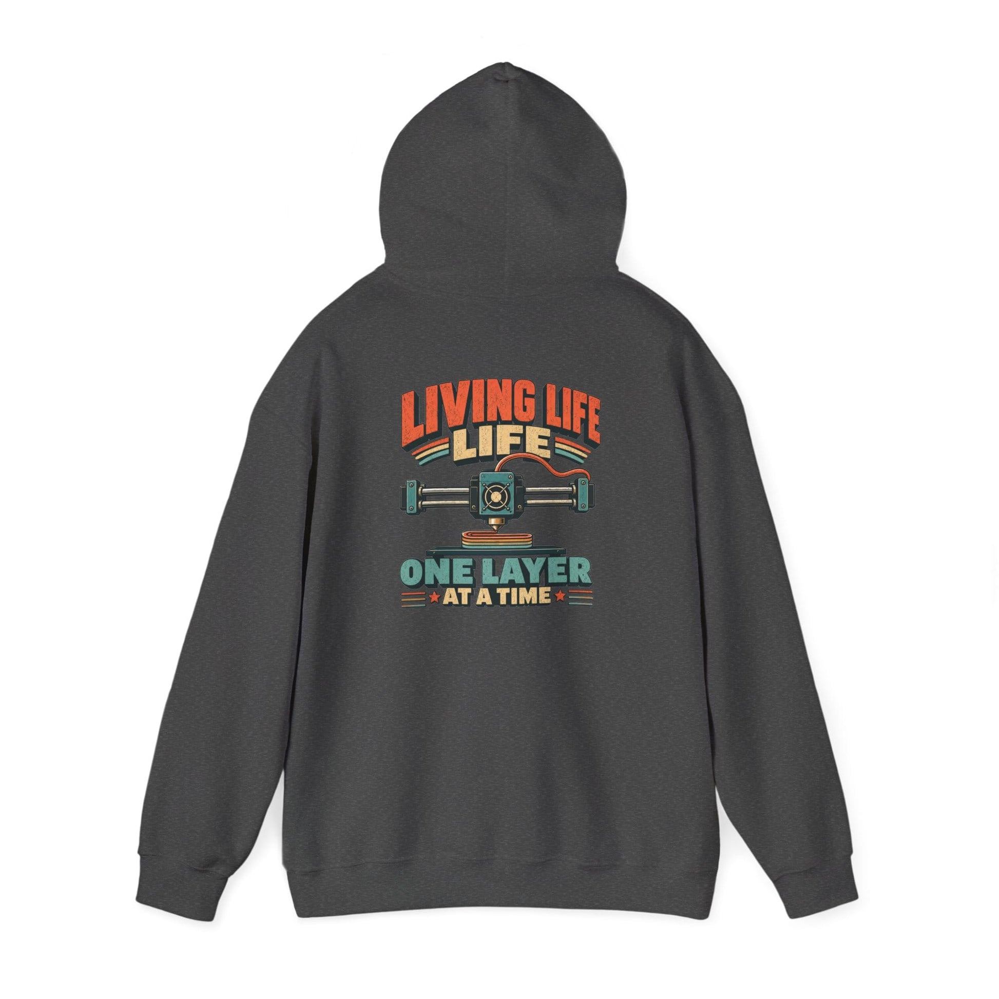 Living Life One Layer at a Time - Vintage 3D Printing Hoodie S / Dark Heather gift_idea unique_gift personalised_gift