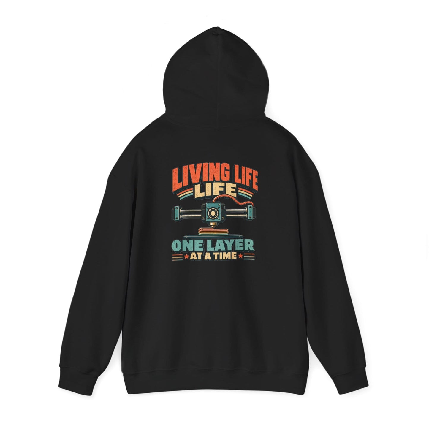 Living Life One Layer at a Time - Vintage 3D Printing Hoodie S / Black gift_idea unique_gift personalised_gift