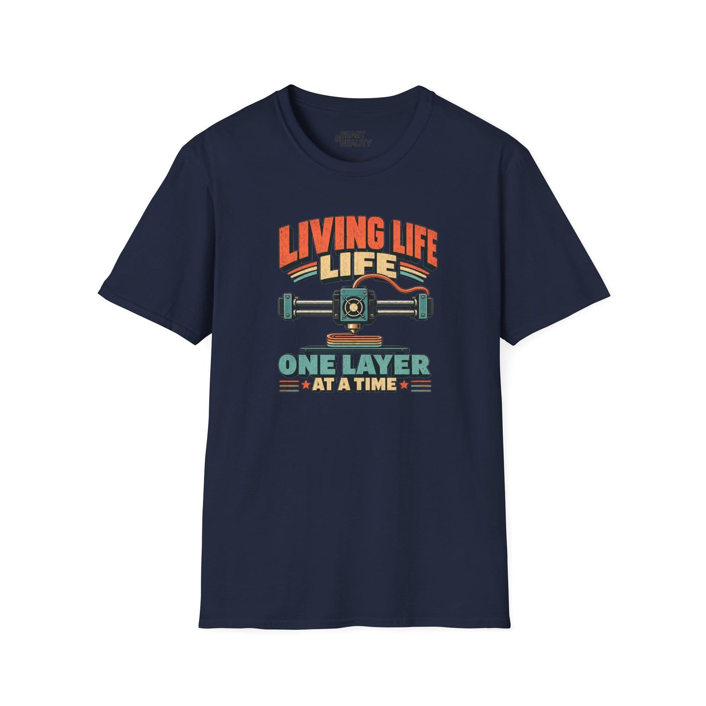 Living Life One Layer at a Time - Vintage 3D Printing T-Shirt Navy / S gift_idea unique_gift personalised_gift