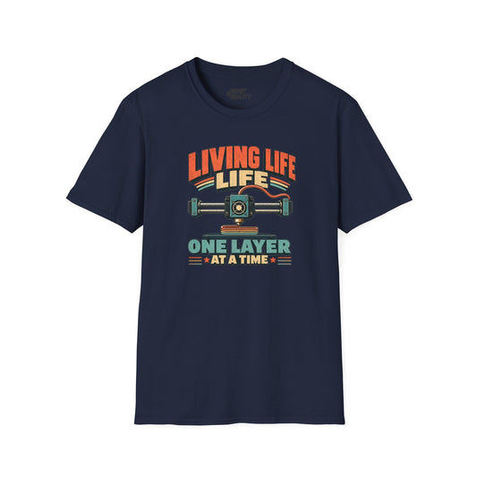 Living Life One Layer at a Time - Vintage 3D Printing T-Shirt Navy / S gift_idea unique_gift personalised_gift